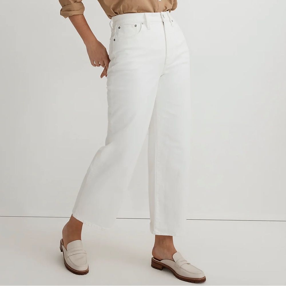 Madewell Perfect Vintage Wide Leg Crop Jeans Size 33 High Rise in Tile White NWT